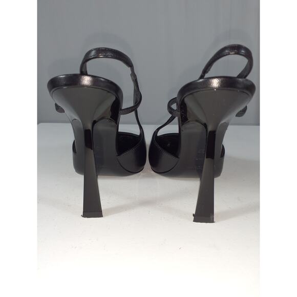 Saint Laurent 'Jeanne' Black Leather Slingback Stiletto Pumps Size 7 - Picture 4 of 6